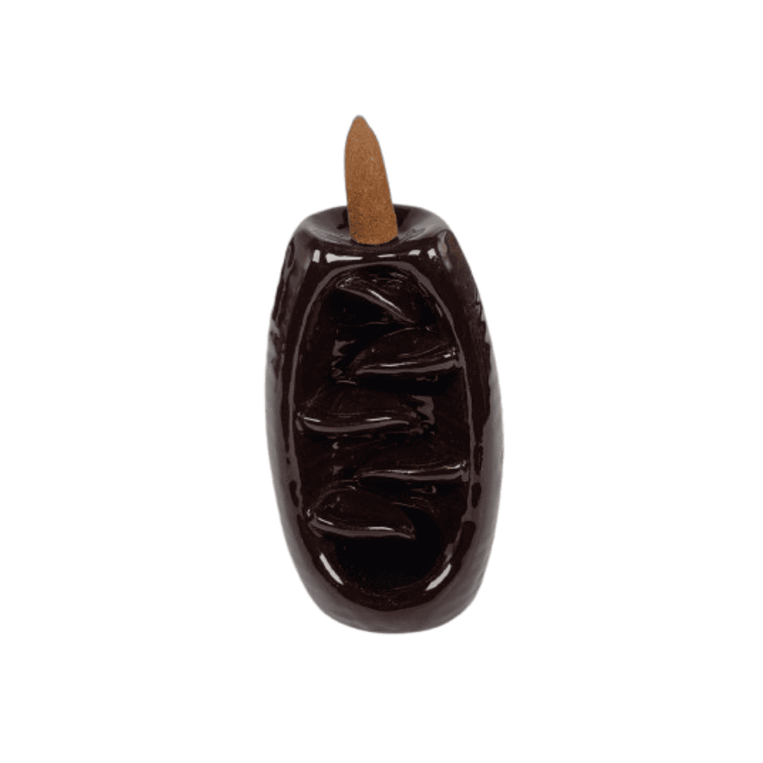 Dark Brown Leaf Design Backflow Cone Incense Holder